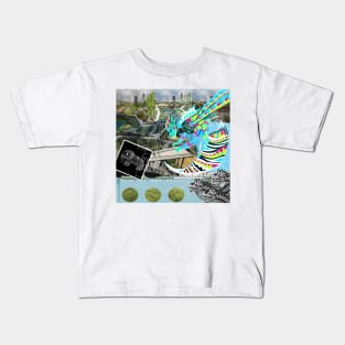 the death and the city in wetland collage of pattern Kids T-Shirt